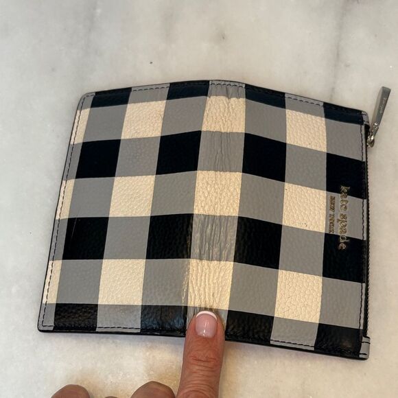 KATE SPADE Bradley Gingham Print Leather Bifold Wallet - Picture 12 of 16
